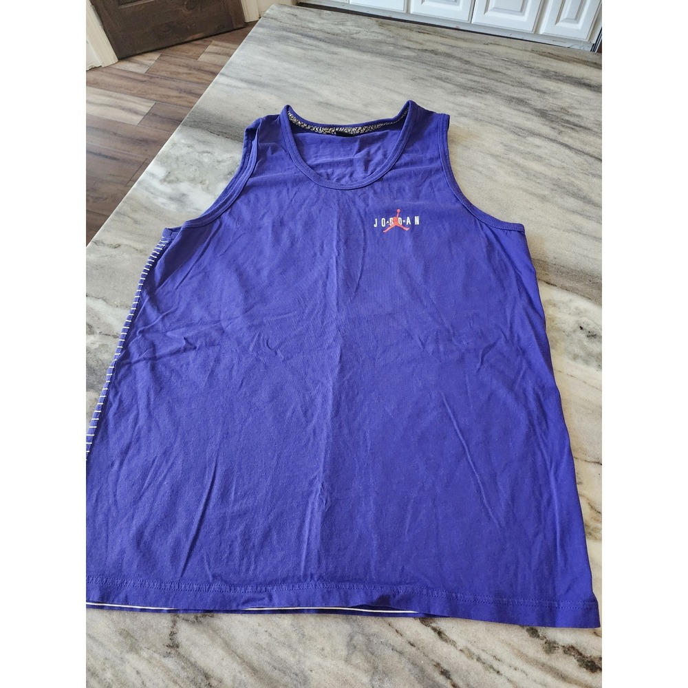 Jordan Mens XXL Tank Top Striped Back Jumpman Logo Cotton Sleeveless Shirt
